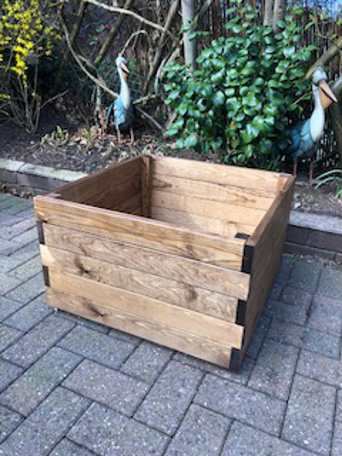 Large Square Wooden Planter - Natural Collection Select