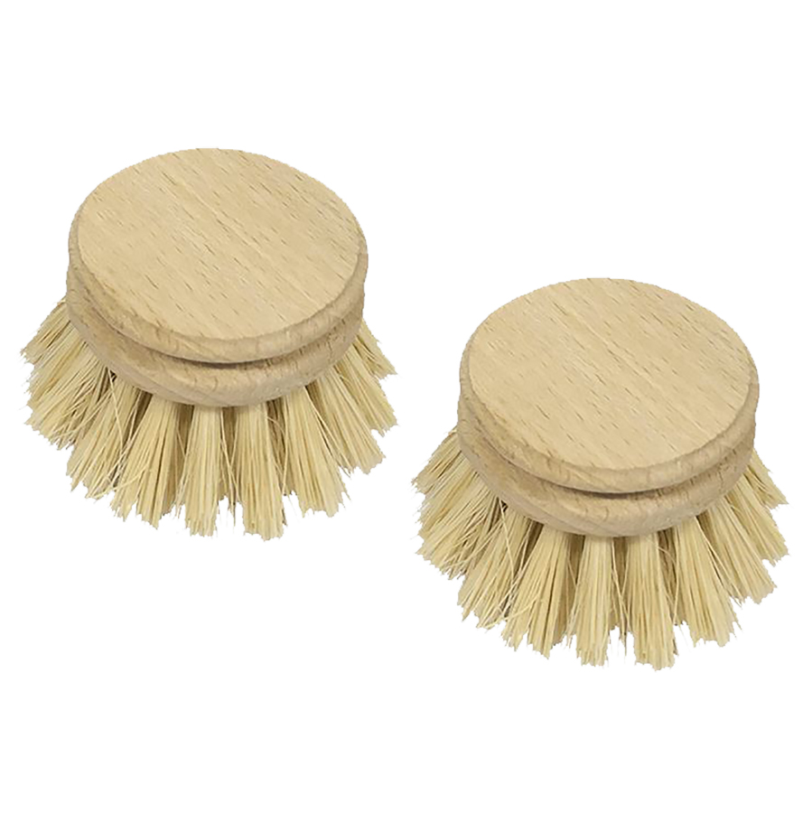 Eddingtons Valet Plant Fibre Traditional Dish Brush Replacement Heads - Pack of 2