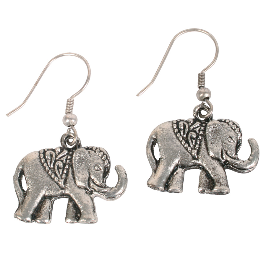 Silver Coloured Elephant Earrings - Natural Collection Select