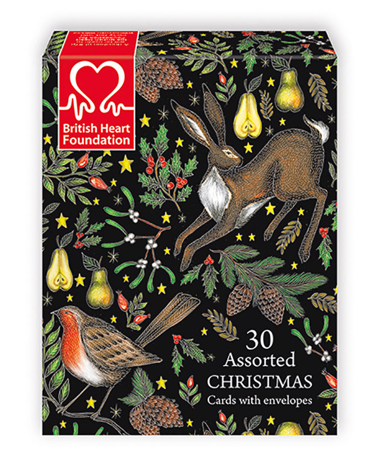 BHF Charity Christmas Card Assortment Box of 30 Natural Collection