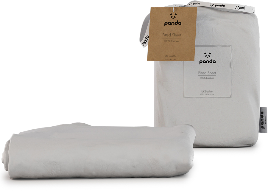 Panda Pure White Fitted Bamboo Sheet - Double