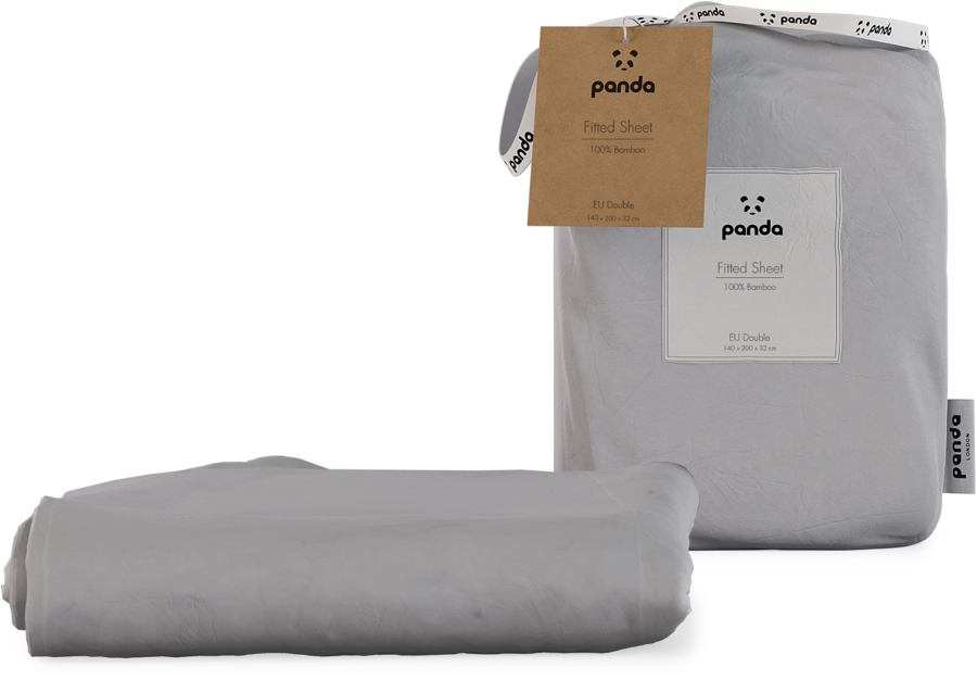 Panda Quiet Grey Fitted Bamboo Sheet - Double