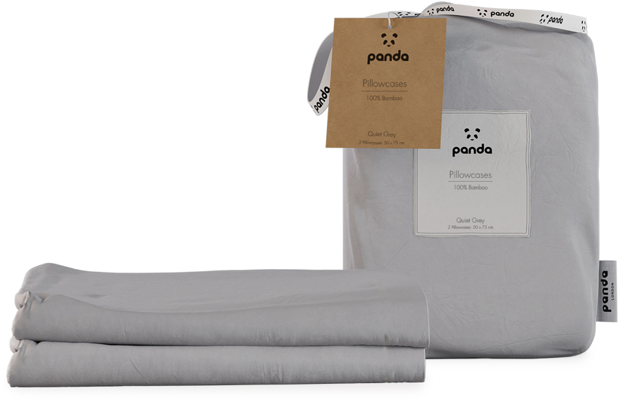 Panda Quiet Grey Bamboo Pillowcases - Pack of 2