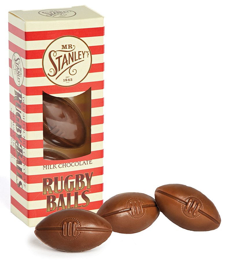 Mr Stanley's Chocolate Rugby Balls 75g Mr Stanleys