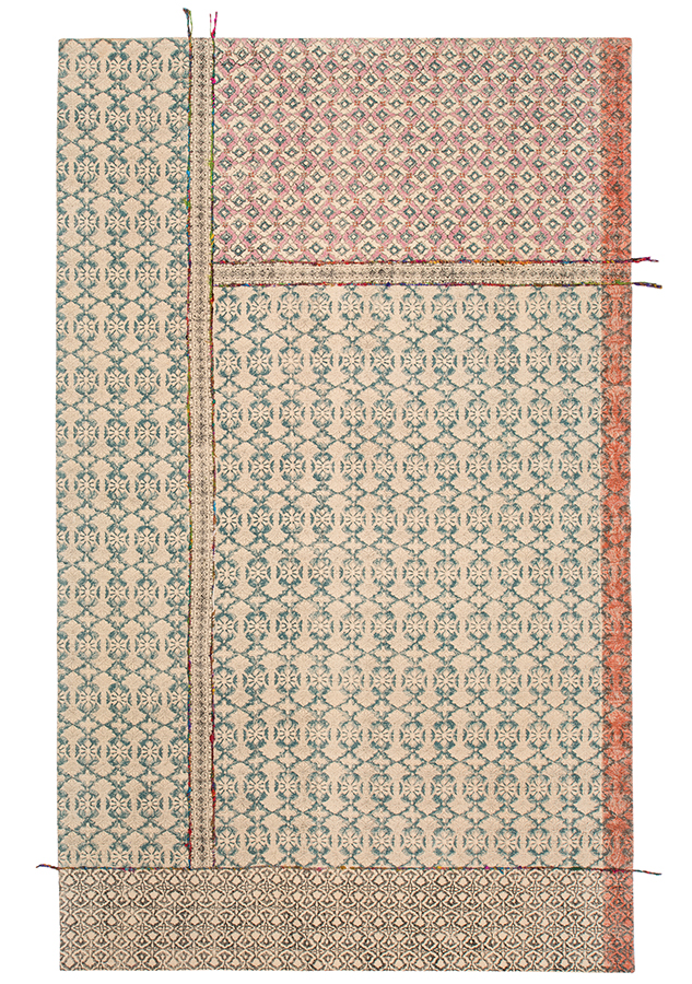 Image of Blockprint Tribal Indian Rug with Embroidery - 150 x 240cm