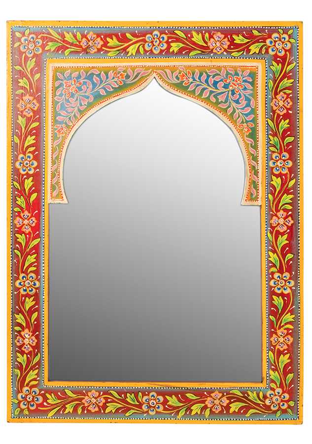 Indian Hand Painted Wooden Wall Mirror - 40 x 55cm