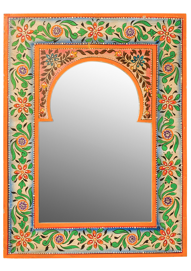 Indian Hand Painted Wooden Wall Mirror - 30 x 40cm