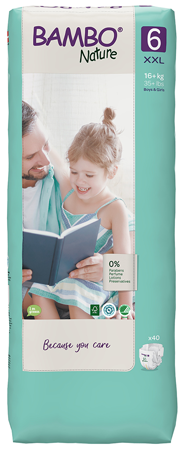 Bambo Nature Disposable Nappies - XL Plus - Size 6 - Economy Pack of 40