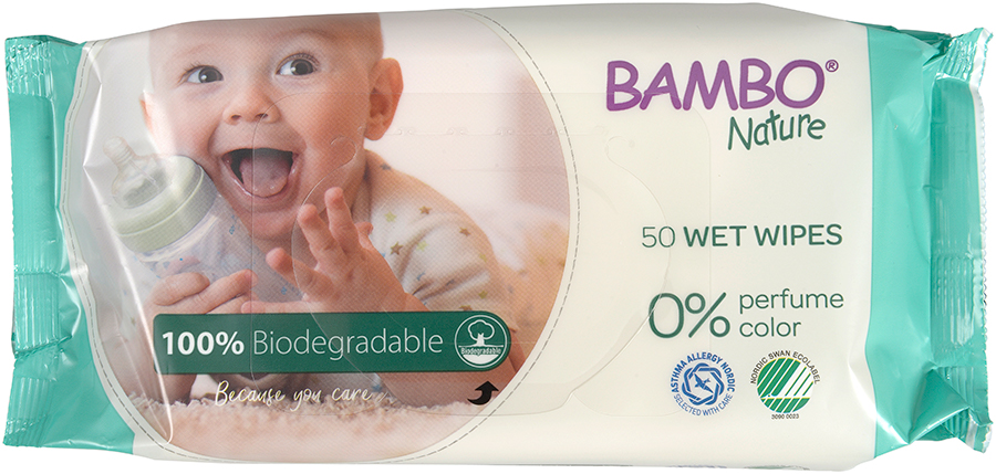 Bambo Nature Biodegradable Wet Wipes - Pack of 50