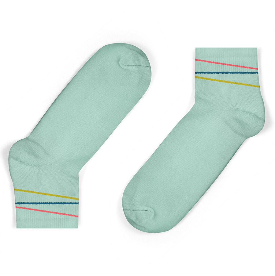 Unisock Kids Mint Multi-Coloured Diagonal Stripes Ankle Socks