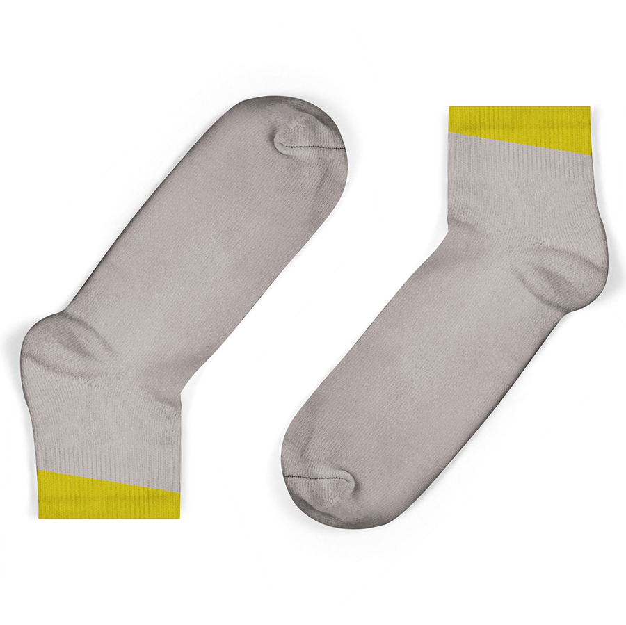 Unisock Kids Grey Ankle Socks with Mustard Angled Cuff