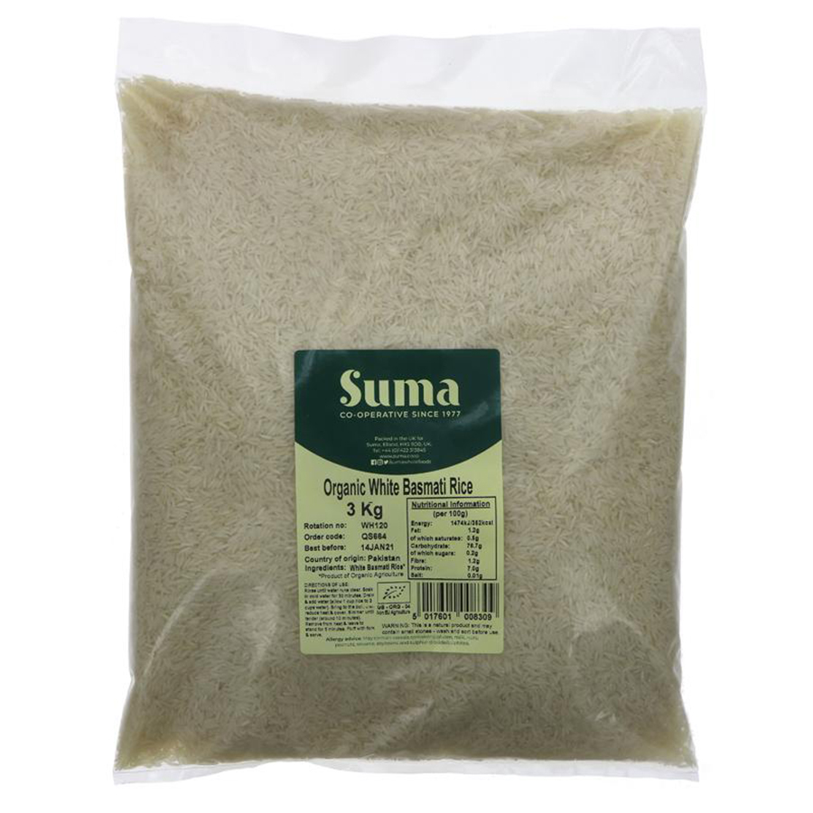 Suma Organic White Basmati Rice - 3kg
