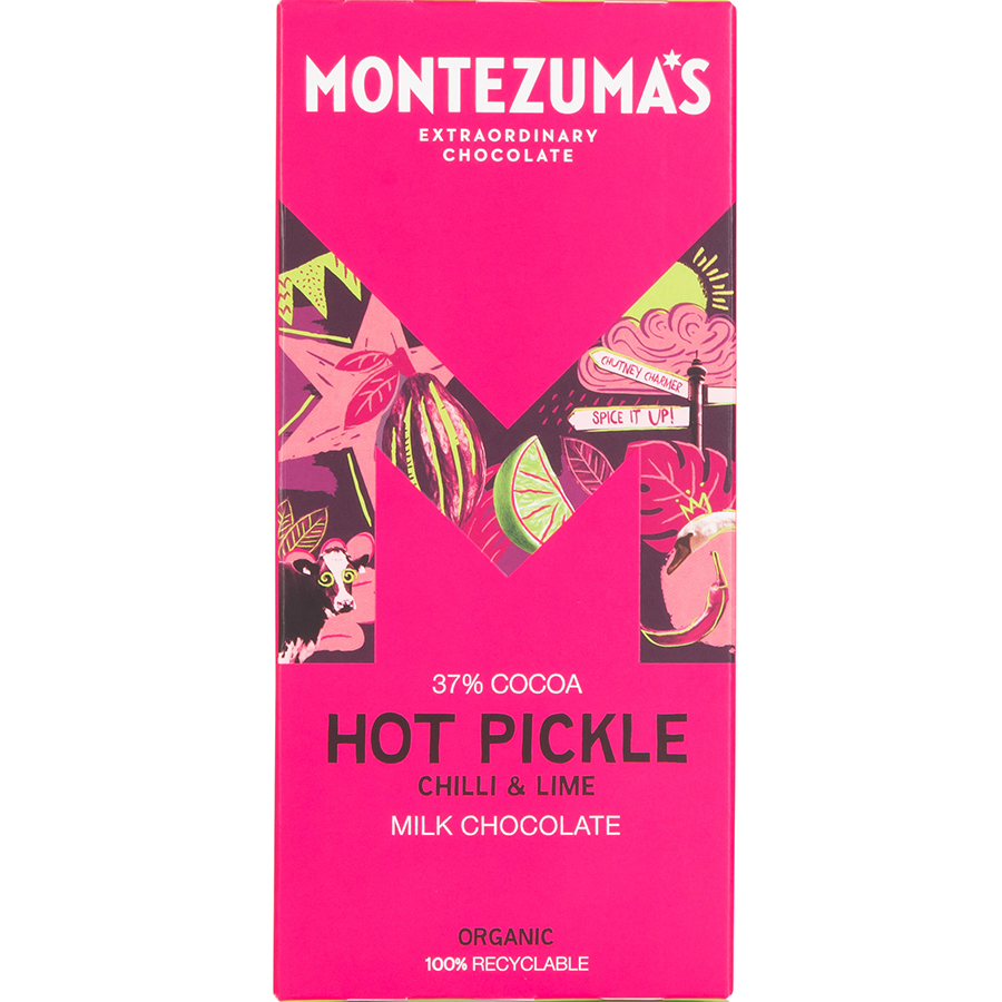 Montezumas Hot Pickle Milk Chocolate with Chilli & Lime Bar - 90g