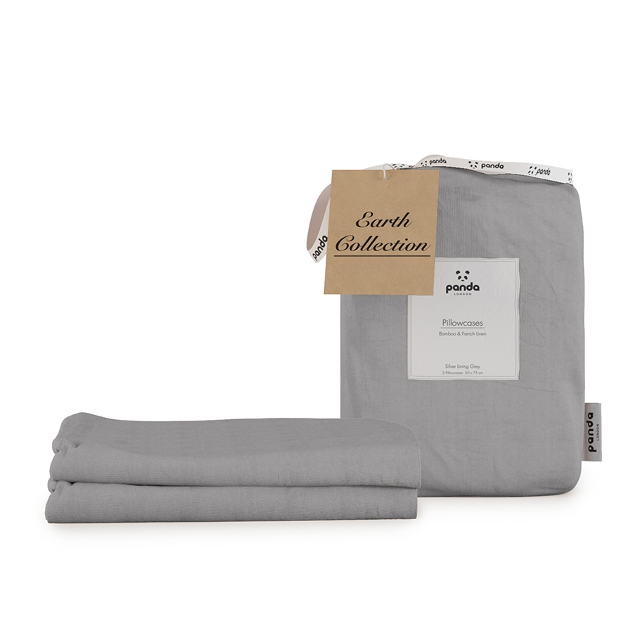 Panda Earth Collection Silver Lining Grey Pillowcases - Set of 2