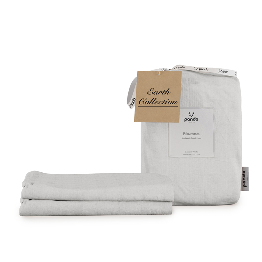 Panda Earth Collection Coconut White Pillowcases - Set of 2