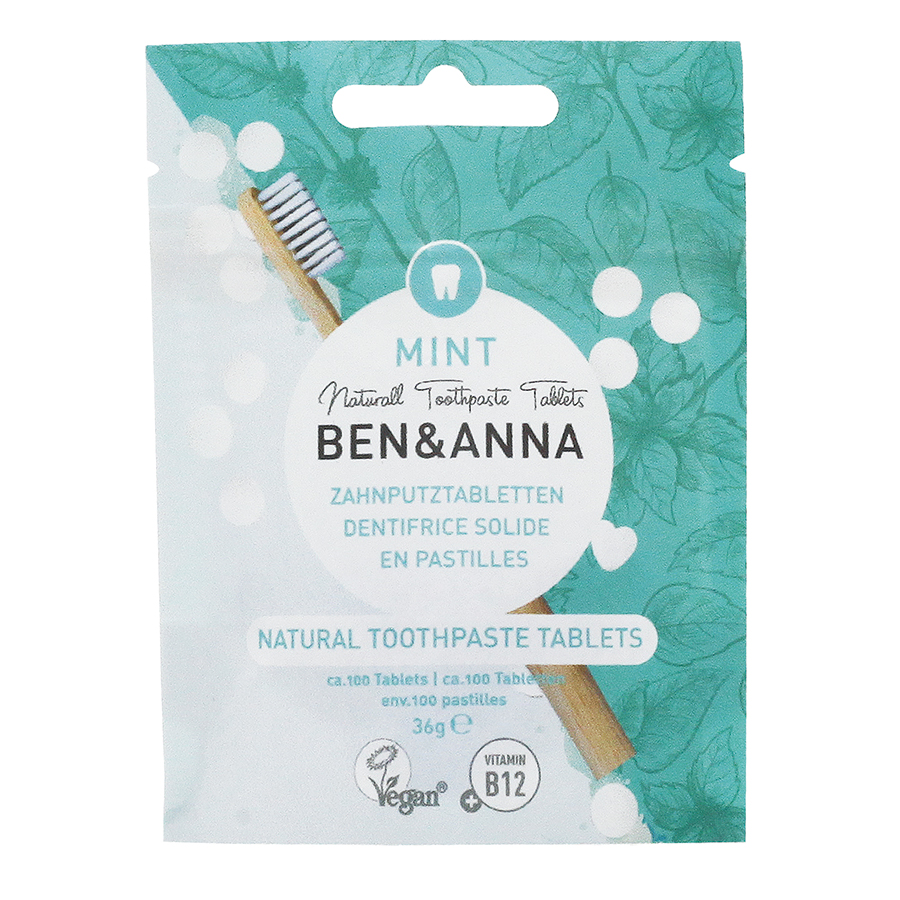 Ben & Anna Toothpaste Tablets without Fluoride - Mint - 100 Tabs