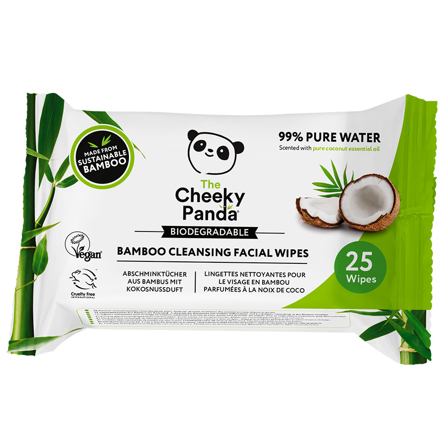 The Cheeky Panda Biodegradable Facial Cleansing Wipes - Coconut - 25 Wipes