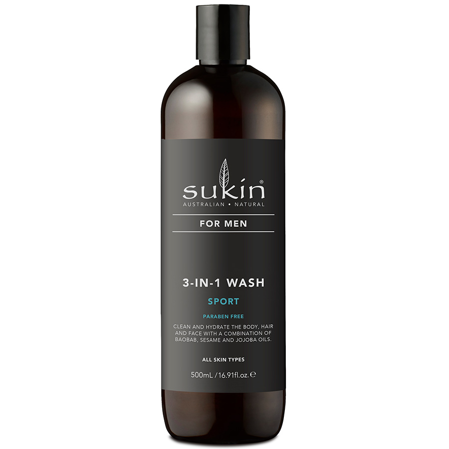 Sukin 3-in-1 Sport Body Wash for Men - 500ml