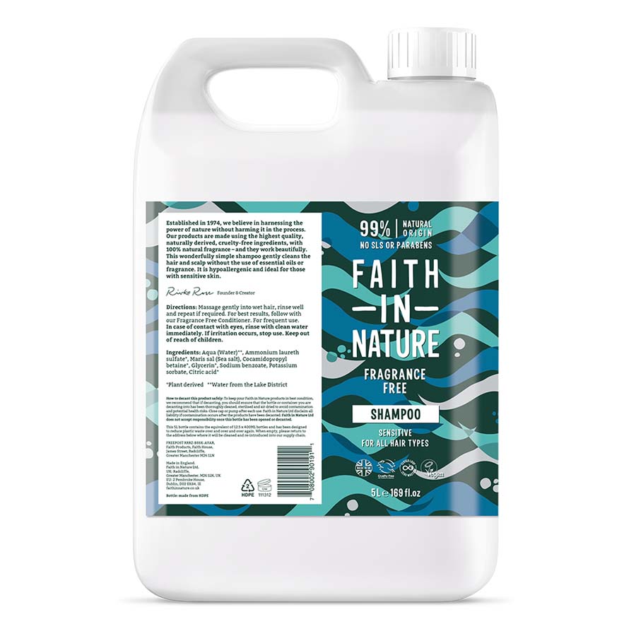 Faith in Nature Fragrance Free Shampoo - 5L