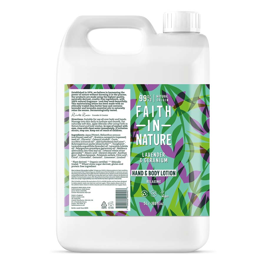 Faith in Nature Lavender & Geranium Hand & Body Lotion - 5L