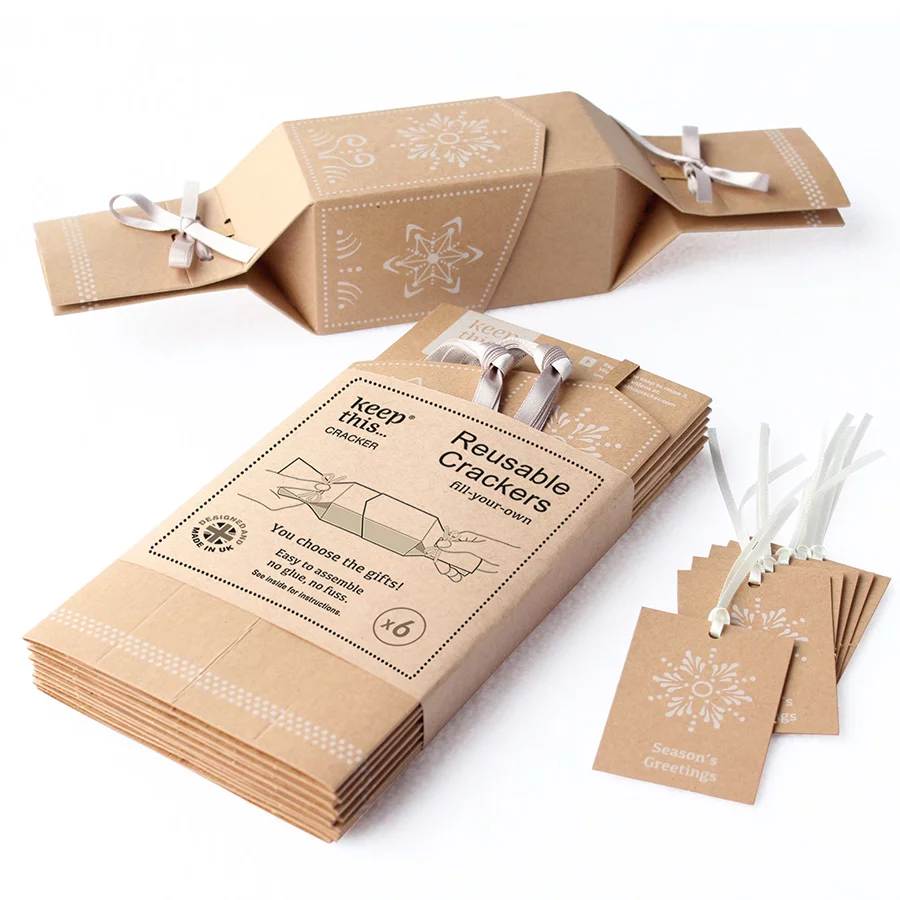 Six Reusable Christmas Crackers by Keep This Cracker - Kraft Jewel
