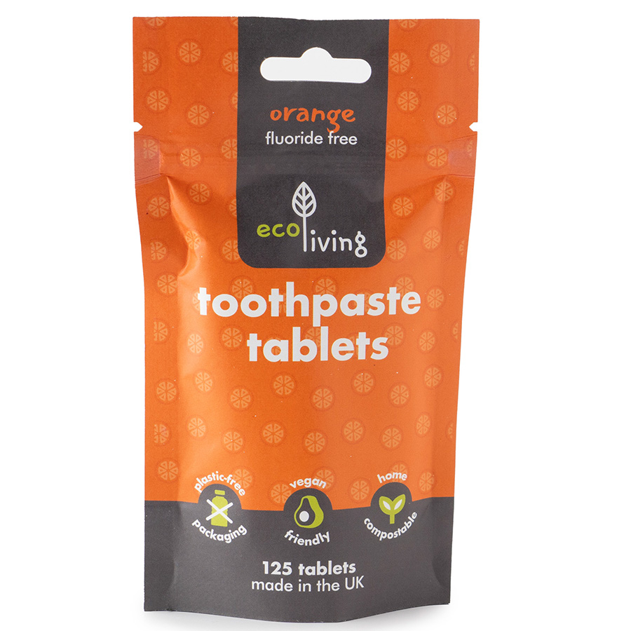 ecoLiving Toothpaste Tablets - Orange Fluoride Free - 125 tabs
