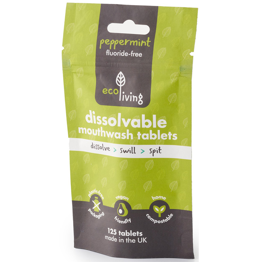 ecoLiving Dissolvable Mouthwash Tablets - Peppermint Fluoride Free - 125 tabs