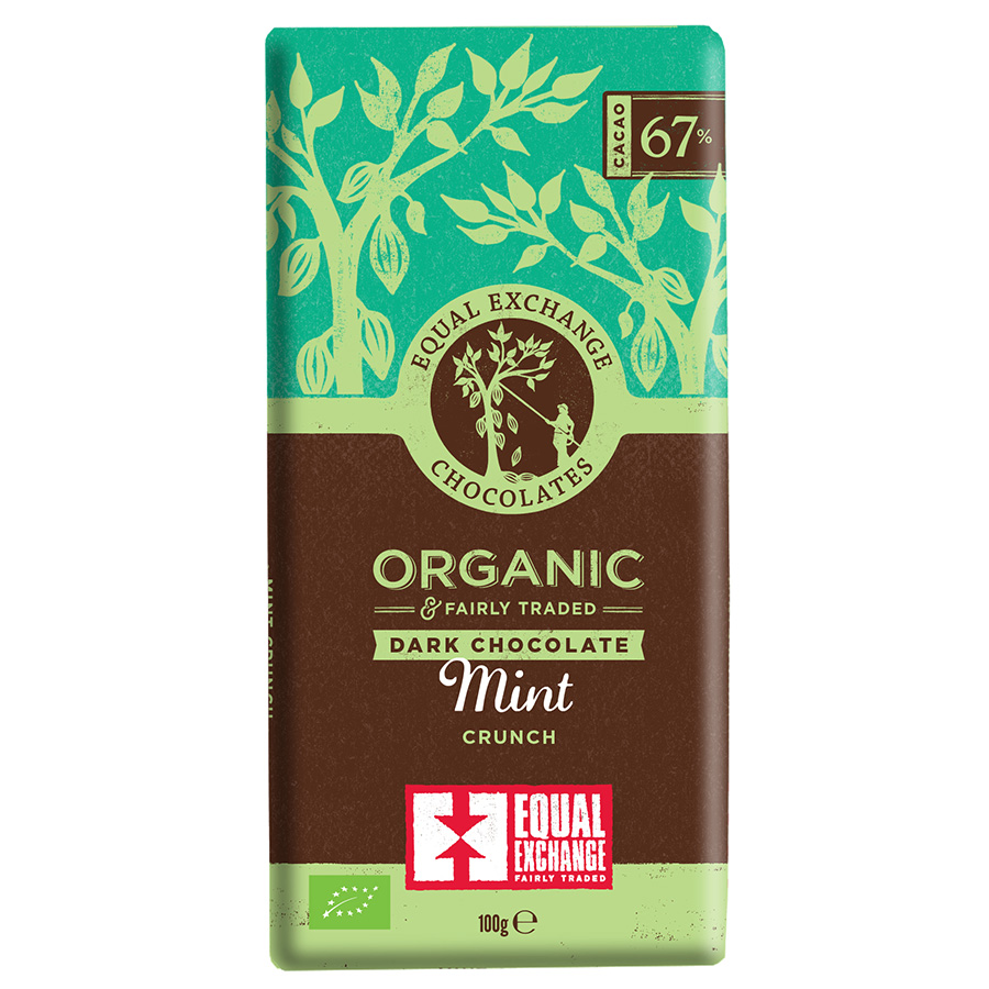 Equal Exchange Organic Dark Chocolate with Mint Crunch 67% - 100g