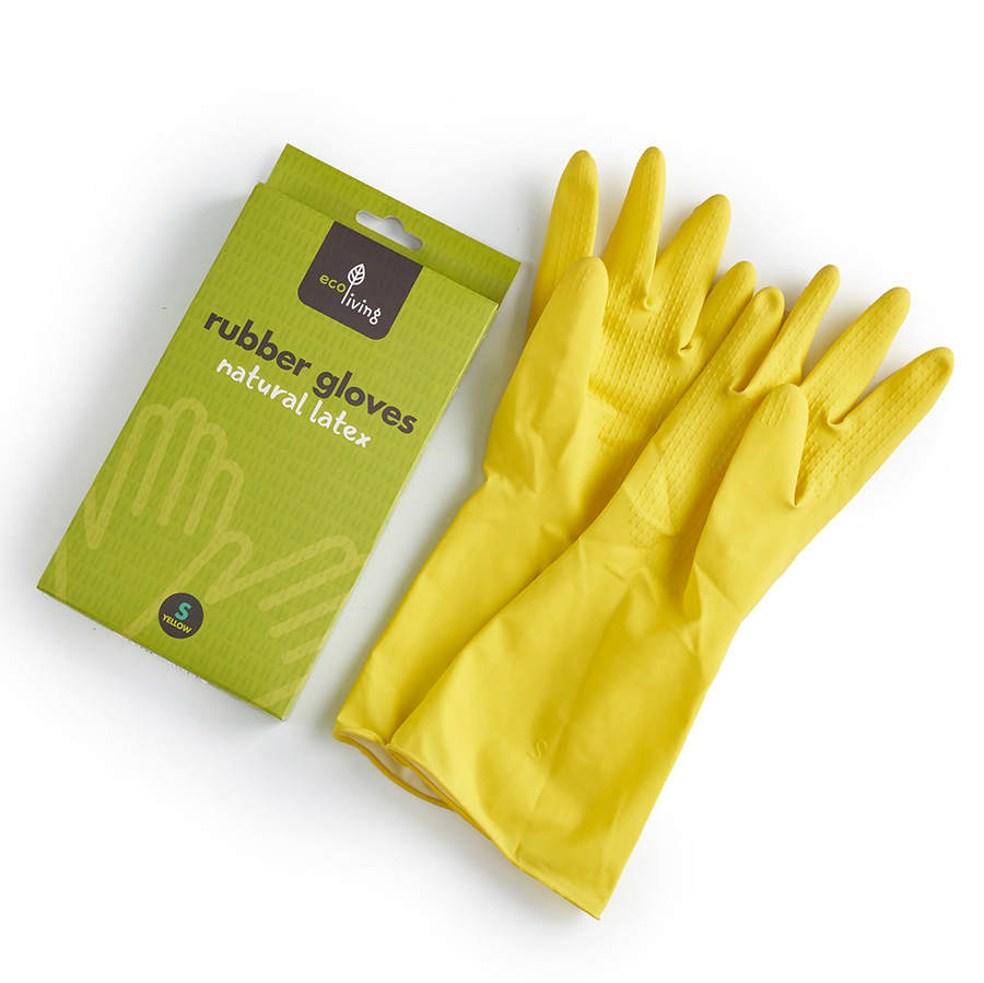 ecoLiving Natural Latex Rubber Gloves - Yellow