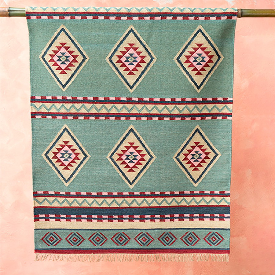 Alanya Hand Woven Wool & Cotton Kilim Rug - 120x180cm