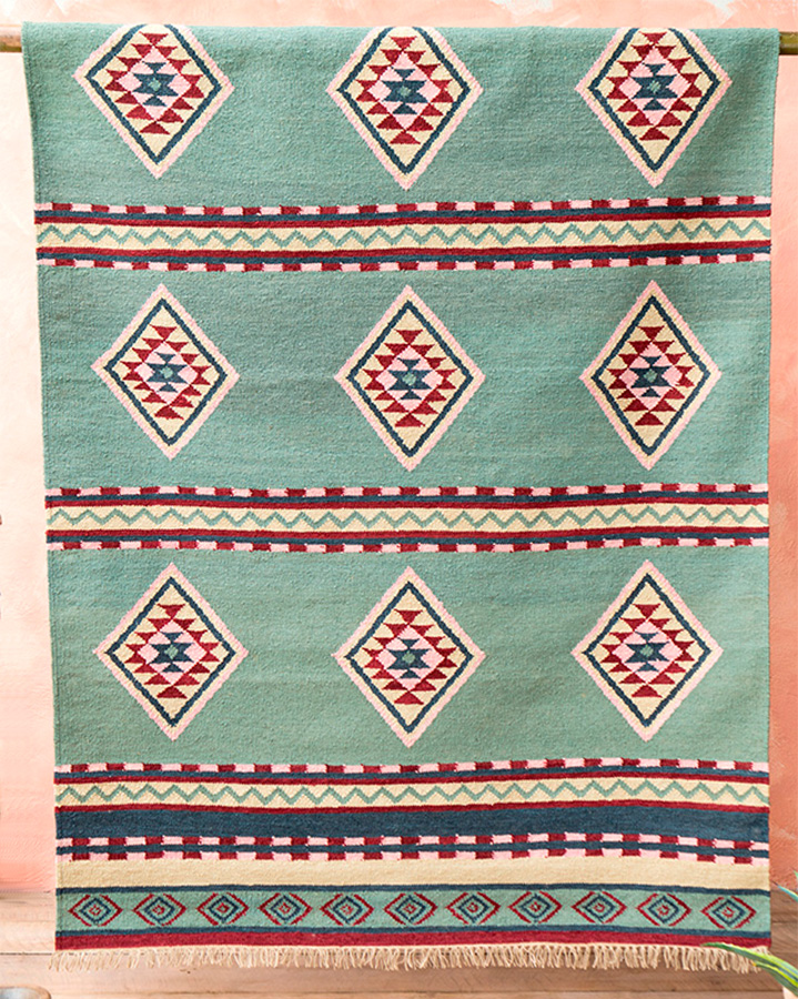 Image of Alanya Hand Woven Wool & Cotton Kilim Rug - 150x240cm