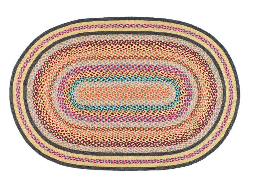 Oval Jute Rug - Multicoloured - 160x230cm