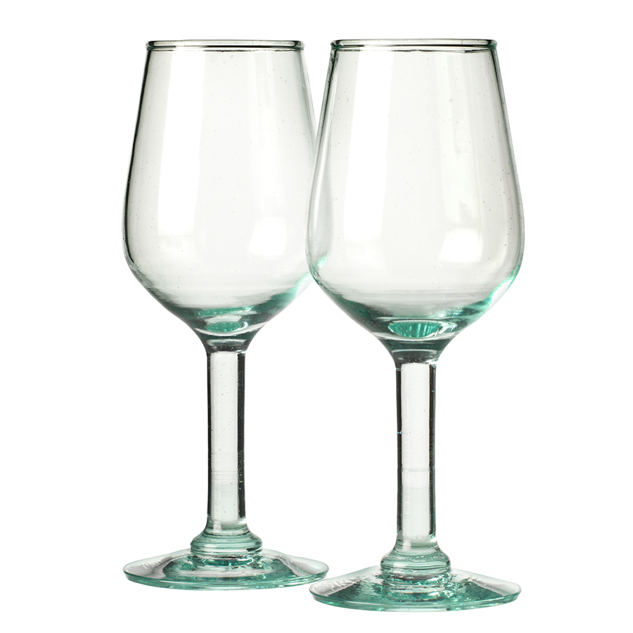 Tall Recycled Wine Glasses - Set of 2