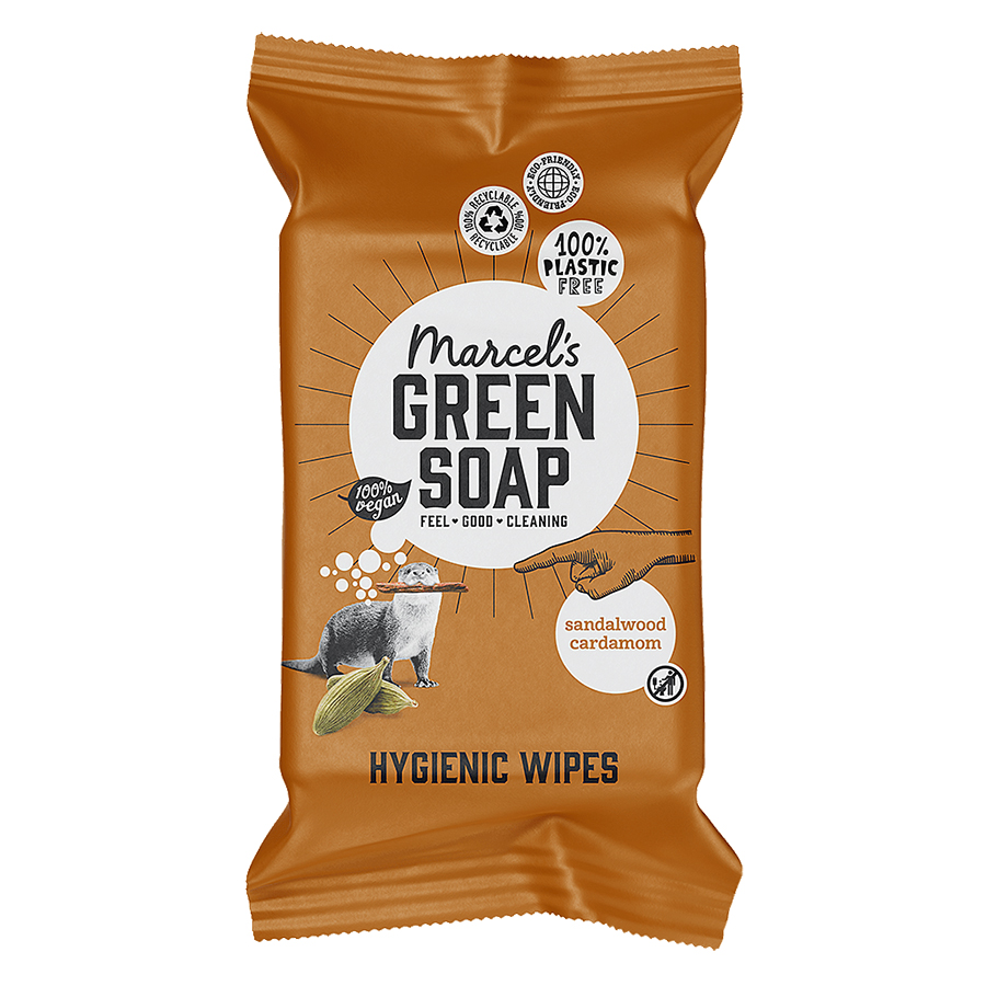 Marcel's Green Soap Biodegradable Cleaning Wipes - Sandalwood & Cardamom - 60 Wipes
