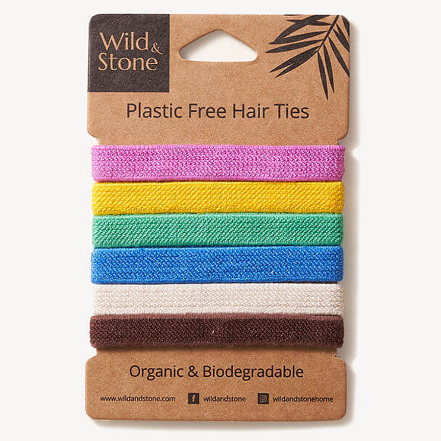 Wild & Stone Plastic Free Hair Ties - Multi Colour - Pack of 6