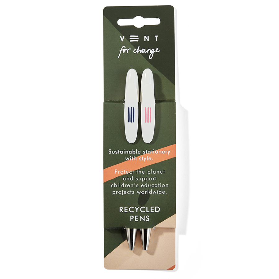 VENT For Change Recycled Single Use Plastic Pens - Green - Set of 2