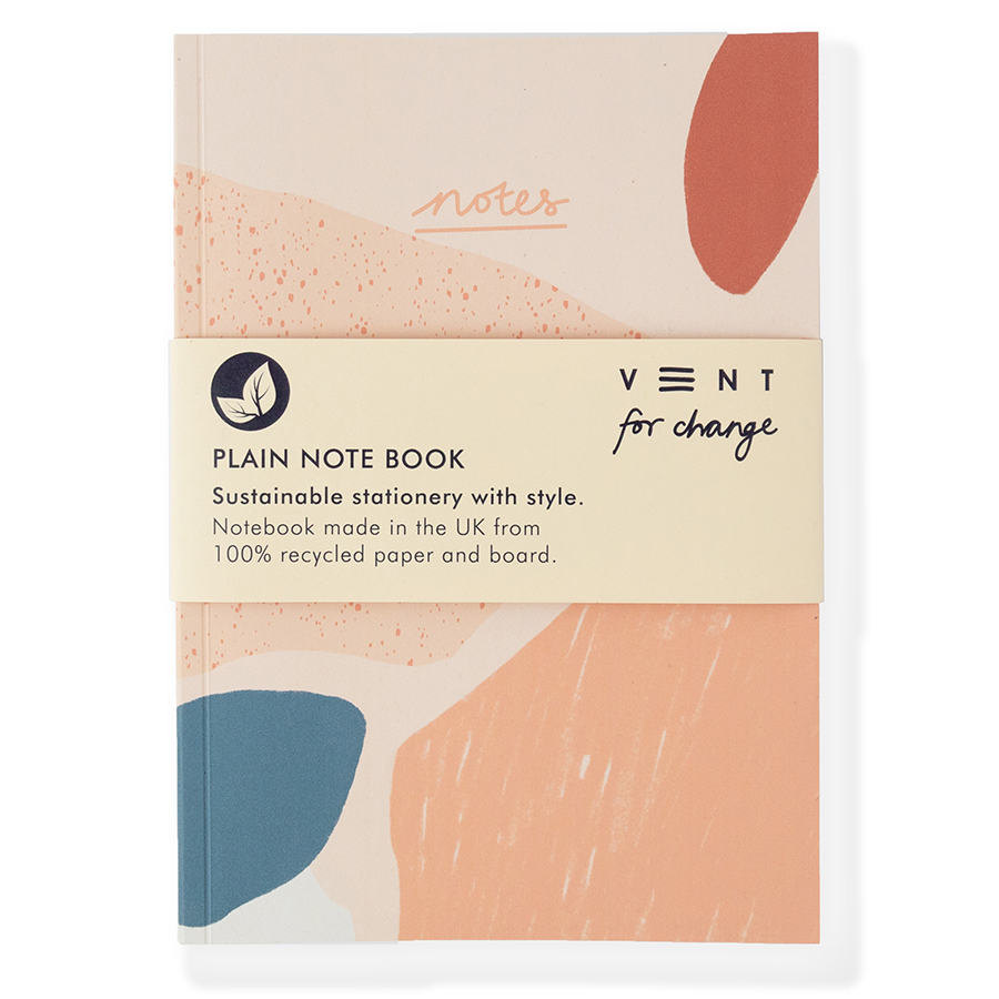 VENT For Change Recycled A5 Plain Notebook - Coral - 100 pages