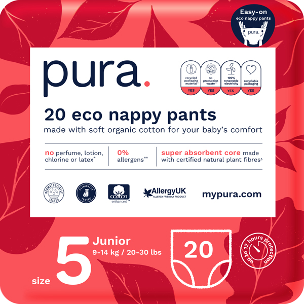 Pura Disposable Nappy Pants - Size 5 - Junior - Pack of 20