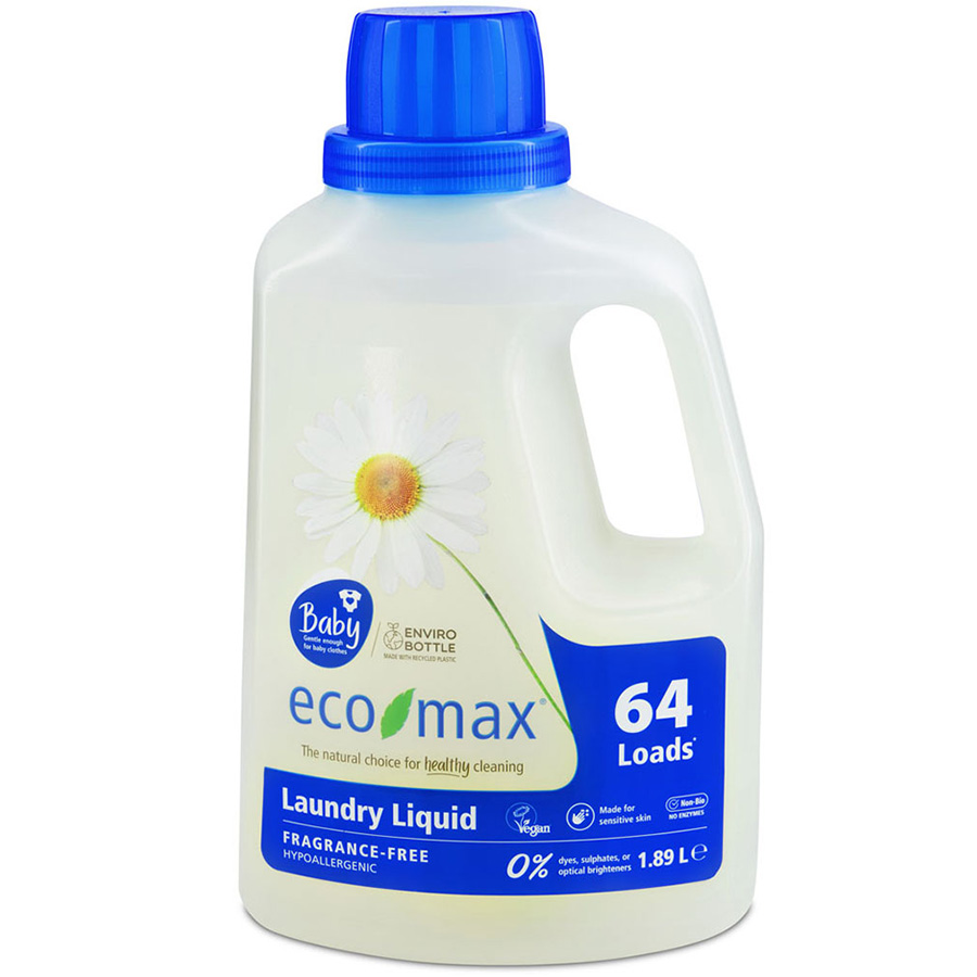 Image of Eco-Max Non-Bio Laundry Liquid - Fragrance Free & Baby - 1.89L - 64 Washes