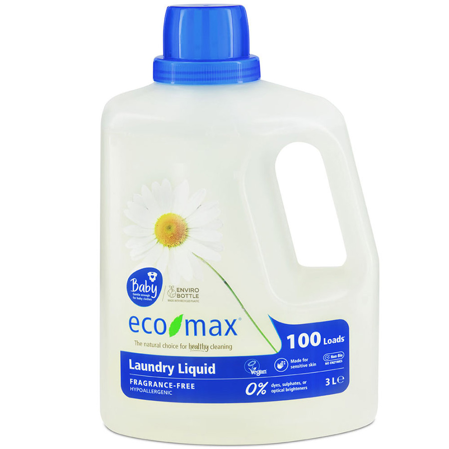 Image of Eco-Max Non-Bio Laundry Liquid - Fragrance Free & Baby - 3L - 100 Washes