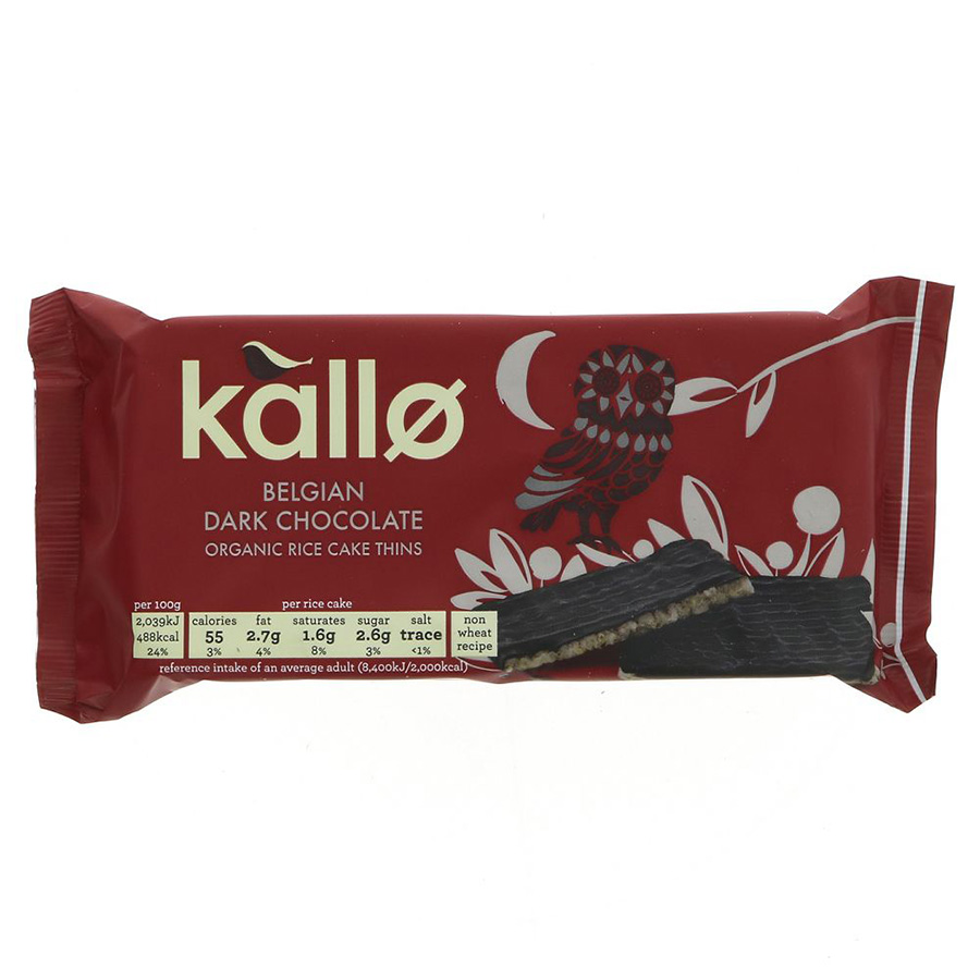 Kallo Belgian Dark Chocolate Organic Rice Cake Thins - 90g