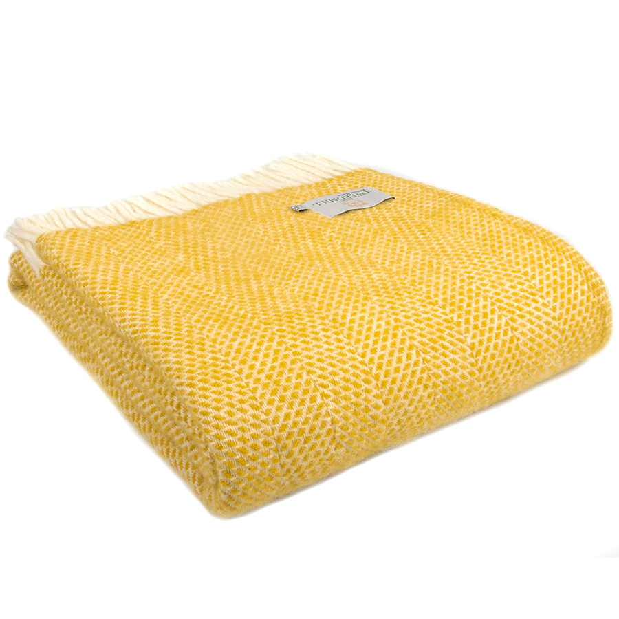 Pure New Wool Beehive Yellow Throw - 150cm x 183cm