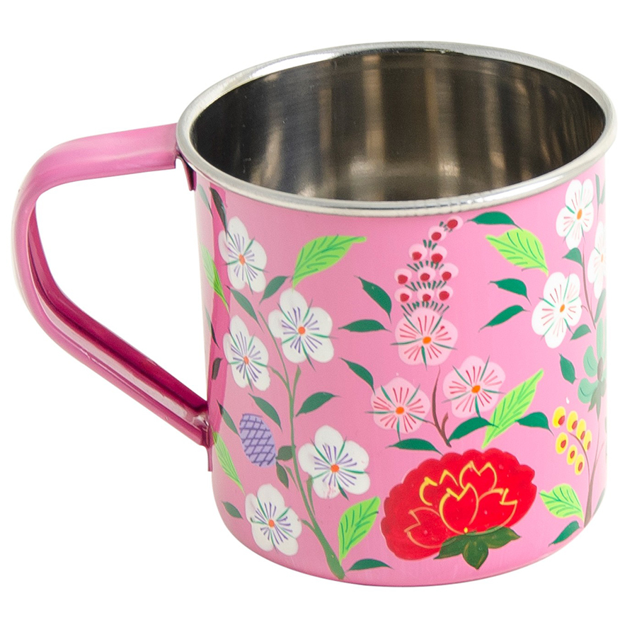 Sanasar Hand Painted Enamel Mug - Pink