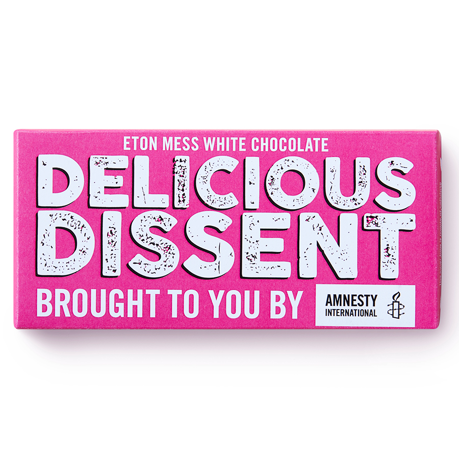 Amnesty Delicious Dissent Eton Mess White Chocolate Bar 100g