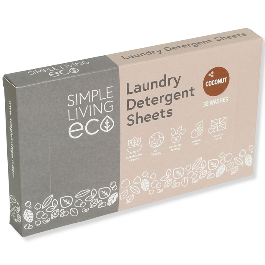 Simple Living Eco Non-Bio Laundry Detergent Sheets - Coconut - 32 Sheets