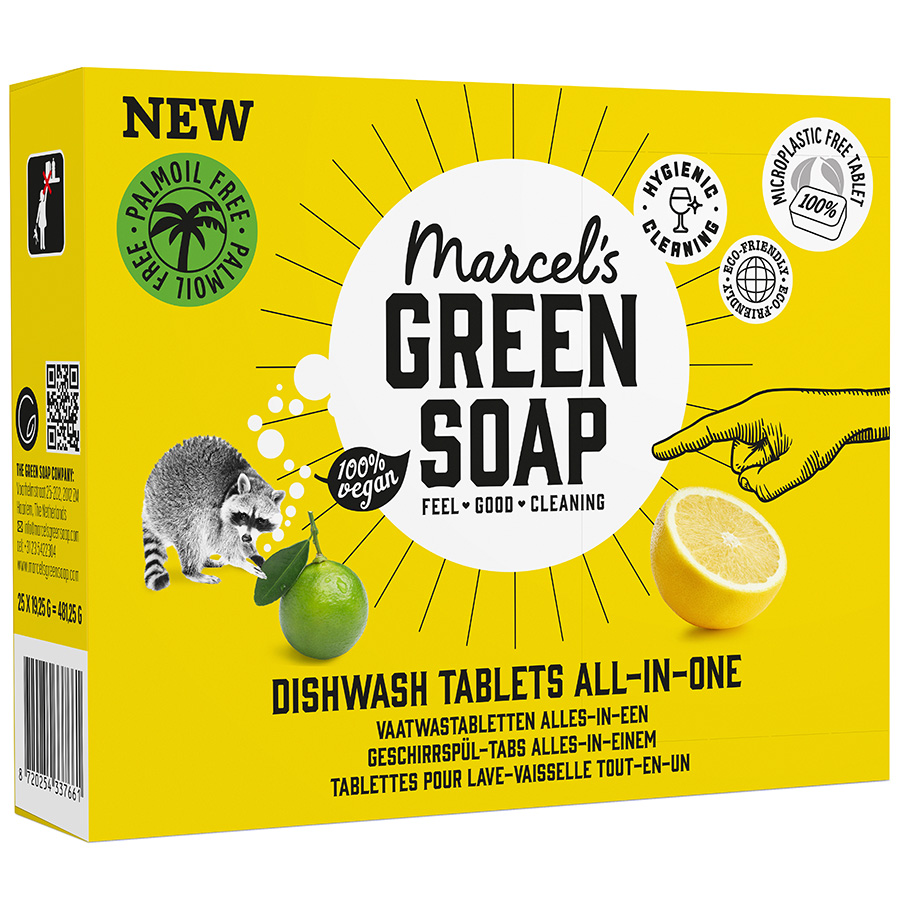 Marcel's Green Soap All in One Dishwash Tabs - Grapefruit & Lime - 25 Tabs
