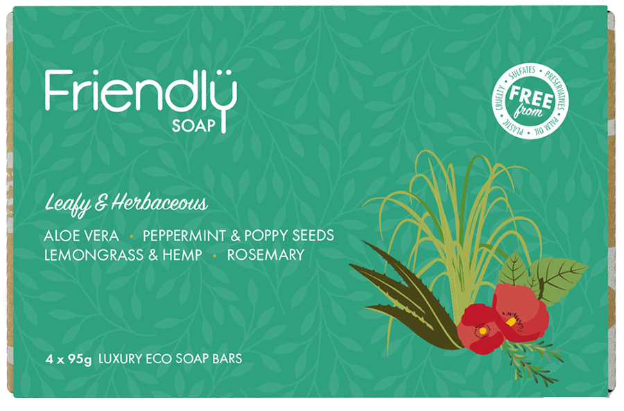 Friendly Soap Bar Selection - Leafy & Herbaceous - 4 x 95g
