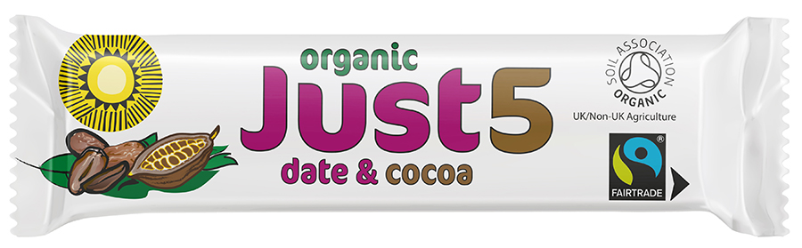 Tropical Wholefoods Just 5 Organic & Fairtrade Snack Bar - Date & Cocoa - 40g