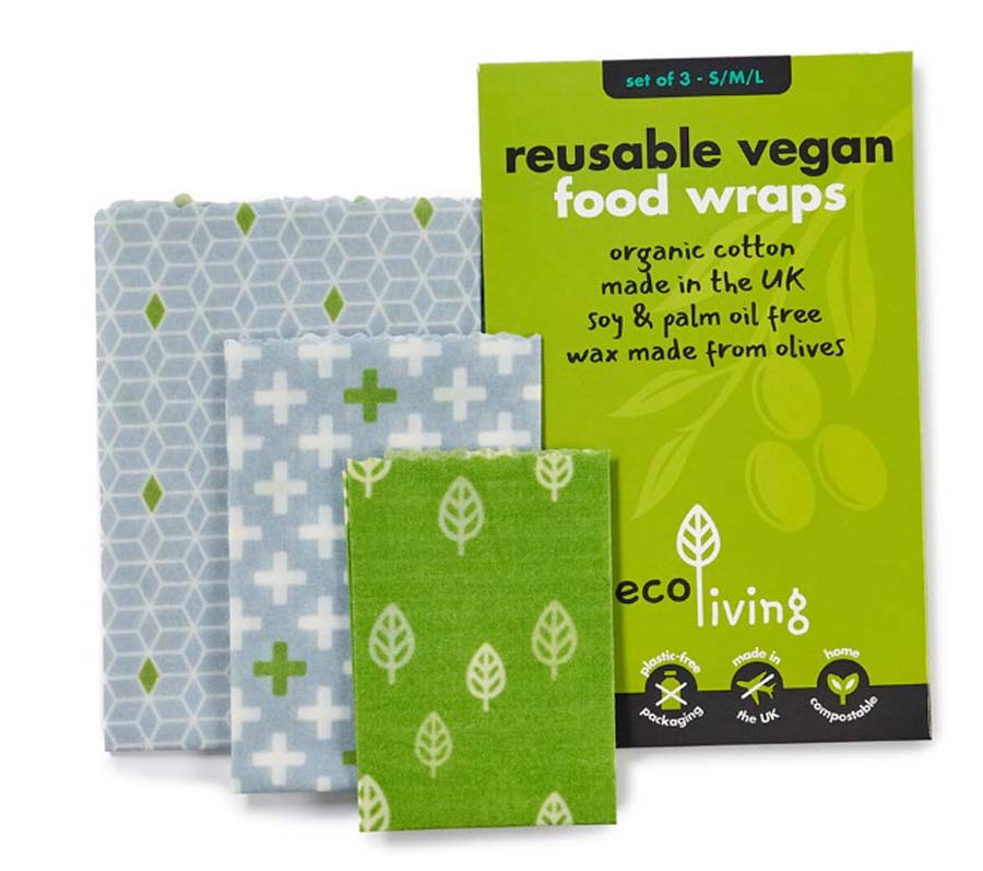 ecoLiving Reusable Vegan Food Wraps - Set of 3