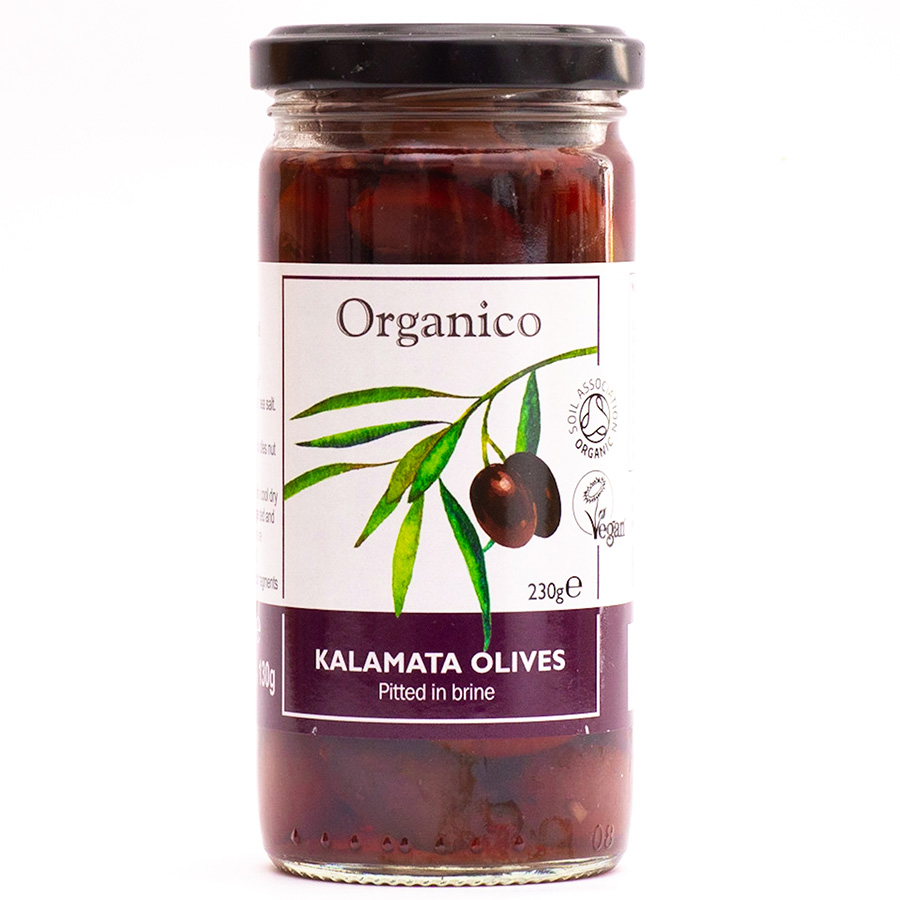 Organico Kalamata Black Olives Pitted in Brine - 230g